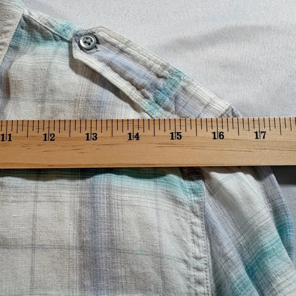 Banana Republic Linen Shirt Mens Medium Plaid Long Sleeve Button Down Casual